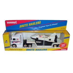1989 Buddy L Brute Haulers NASA USA Toy Truck with Space Shuttle